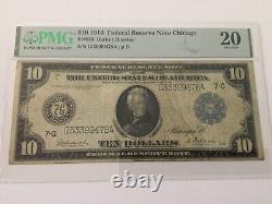 BILLET DE RÉSERVE FÉDÉRAL DE 10 DOLLARS DE 1914 DE CHICAGO 7-G PMG 20 VINTAGE Fr. #930
