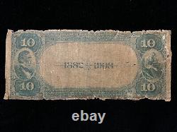 Billet de 10 dollars de la Banque nationale de Dayton OH à l'envers de valeur (Ch. 2604) de 1882