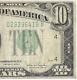 Billet De 10 Dollars De La Réserve Fédérale Avec Erreur De Sceau Vert De 1934c