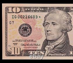 Billet de Réserve fédérale de 10 dollars de 2006 en parfait état, étoile CU, IG00216603, Chicago, 640K.