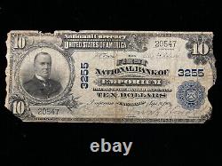 Billet de banque de 10 dollars de la National Bank of Emporium, PA de 1902 (Ch. 3255)