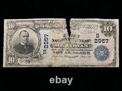 Billet de banque national de 10 dollars de Meridian, MS de 1902 (Ch. 2957)