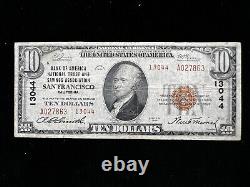 Billet de banque national de 10 dollars de San Francisco, CA de 1929 (Ch. 13044) Ty2