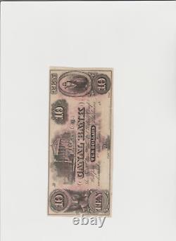 Billet de banque obsolète des années 1800 de 10 dollars de la Banque CANAL de La Nouvelle-Orléans, Louisiane.