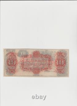 Billet de banque obsolète des années 1800 de 10 dollars de la Banque CANAL de La Nouvelle-Orléans, Louisiane.