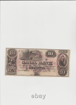 Billet de banque obsolète des années 1800 de 10 dollars de la banque CANAL de La Nouvelle-Orléans, Louisiane
