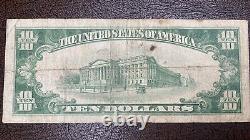 Billet de dix dollars de 1929, billet de banque national de 10 dollars en circulation à Lee, MA #50204.