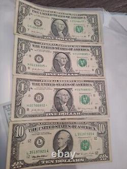 Billet de dix dollars de 1995, note de réserve fédérale, monnaie vintage américaine
