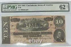 Billet de dix dollars des États confédérés d'Amérique T-68 1864