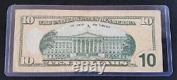 Billet de la Réserve fédérale de 10 dollars de 2017, numéro de série bas, échelle cassée, billet étoilé