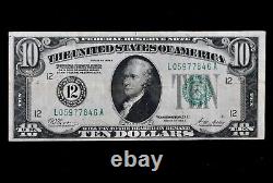 Billet de réserve fédérale de 10 $ de 1928A L05977846A San Francisco NOUVEAU NUMÉRO DE SÉRIE BAS