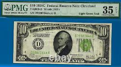 Billet de réserve fédérale de 10 $ de 1928C, certifié par PMG 35EPQ, sceau vert clair de Cleveland Fr 2003-D