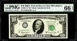 Billet de réserve fédérale de 10 $ de 1963A, étoile de Philadelphie, PMG 66 EPQ Gem Uncirculated