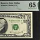 Billet De Réserve Fédérale De 10 $ De 1995 à Dallas, Pmg 65epq, Numéro De Série Presque Solide 55555525