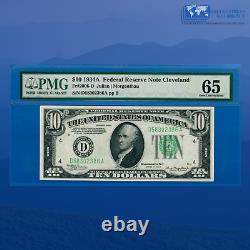 Billet de réserve fédérale de 10 dollars de 1934-A de Cleveland, PMG 65 #02386