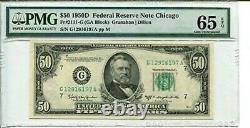 Billet de réserve fédérale de 50 $ de 1950D FR 2111-G en état neuf (UNCIRCULATED) noté 65 EPQ GEM