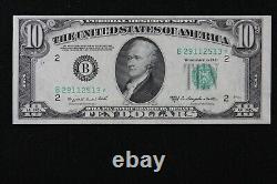 Billet de réserve fédérale étoilé de 10 dollars de 1950C UNC B29112513, série C, New York