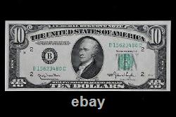 Billet de réserve fédérale étroit de 10 $ de 1950 CU B15623480C série simple, NY, dix dollars