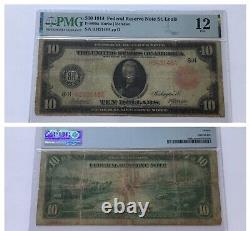 Billet rare de 10 $ à sceau rouge de 1914 de la Réserve fédérale de St. Louis, note PMG 12 de dix dollars