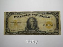 Certificat d'or de 10 $ de 1922, gros billet de banque avec sceau d'or, dix dollars, bon +