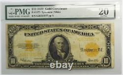 Certificat d'or de 10 dollars de 1922, grand billet FR#1173 K25733357 PMG 20