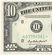 Dix Dollar 10 Billet De La Réserve Fédérale D'erreur De Sceau Vert Monnaie 1950 Ancien