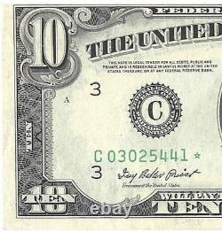 Dix billets étoilés fédéraux non circulés AU de 10 dollars Réserve FRN Série 1950-A