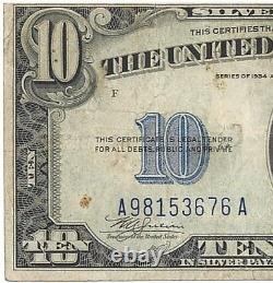 Dix dollars US, billet en argent avec sceau bleu, certificats d'erreur de la série 1928 en Afrique