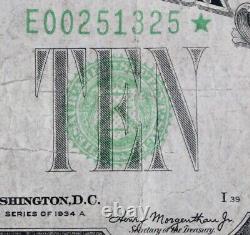 Dur $10 1934A Star Mule FRN E00251325 série A, bp 576, dix dollars, Richmond