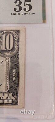 Erreur 10 $ 1934c Billet de la Réserve Fédérale Mal aligné # 37608476D Chicago PMG 35 CVF