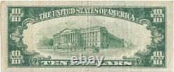 Erreur de billet de 10 dollars Federal Reserve Note Sceau Vert 1934c Ancien Billet de devise