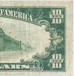 Erreur de billet de 10 dollars Federal Reserve Note Sceau Vert 1934c Ancien Billet de devise