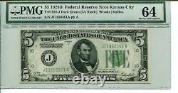 FR 1952-J 1928B Billet de réserve fédérale de 5 dollars, 64 Non circulé et en excellent état