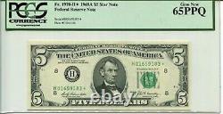 FR 1970-H Étoile 1969A Billet de réserve fédérale de 5 $ 65 PPQ GEM NEUF