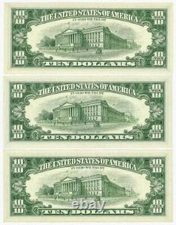 FR #2016 10 $ 1963 (3) Billets de la Réserve fédérale des districts Asst DC-6202