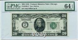 FR 2050-G 1928 Billet de 20 dollars de la Réserve fédérale PMG 64 EPQ Non circulé de choix