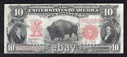 Fr. 122 1901 10 $ Dix Dollars Bison Billet de Banque Légal Tender des États-Unis Très Bien