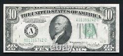Fr. 2009-a 1934 10 $ Dix Dollars Billet de la Réserve fédérale Frn Boston, Ma Non circulé