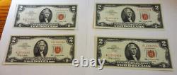 Lot de DIX billets de 2 dollars rouges consécutifs de 1963 non circulés