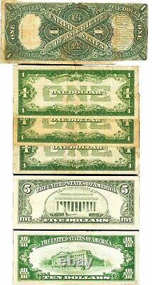 Monnaie légale de 1917, Argent 1928A, Certificat d'argent de 1 $ en 1934, 6 billets de 10 $ en 1934
