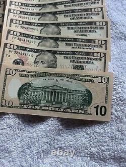 NOUVEAUX Billets de dix dollars non circulés Série 2017A Lot de 20 billets séquentiels de 10 dollars