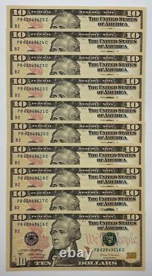 NOUVELLE SÉRIE 2017A Lot de 10 billets de 10 dollars non circulés numérotés en séquence