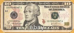 Série 2004 de billets de 10 $ des États-Unis, uniques, TOUTES les 12 circonscriptions, Lot n° BC 0199