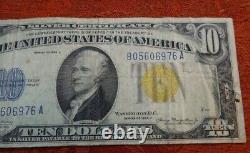 WW2 1934 Un certificat d'argent de 10 dollars des États-Unis, note d'Afrique du Nord, sceau jaune